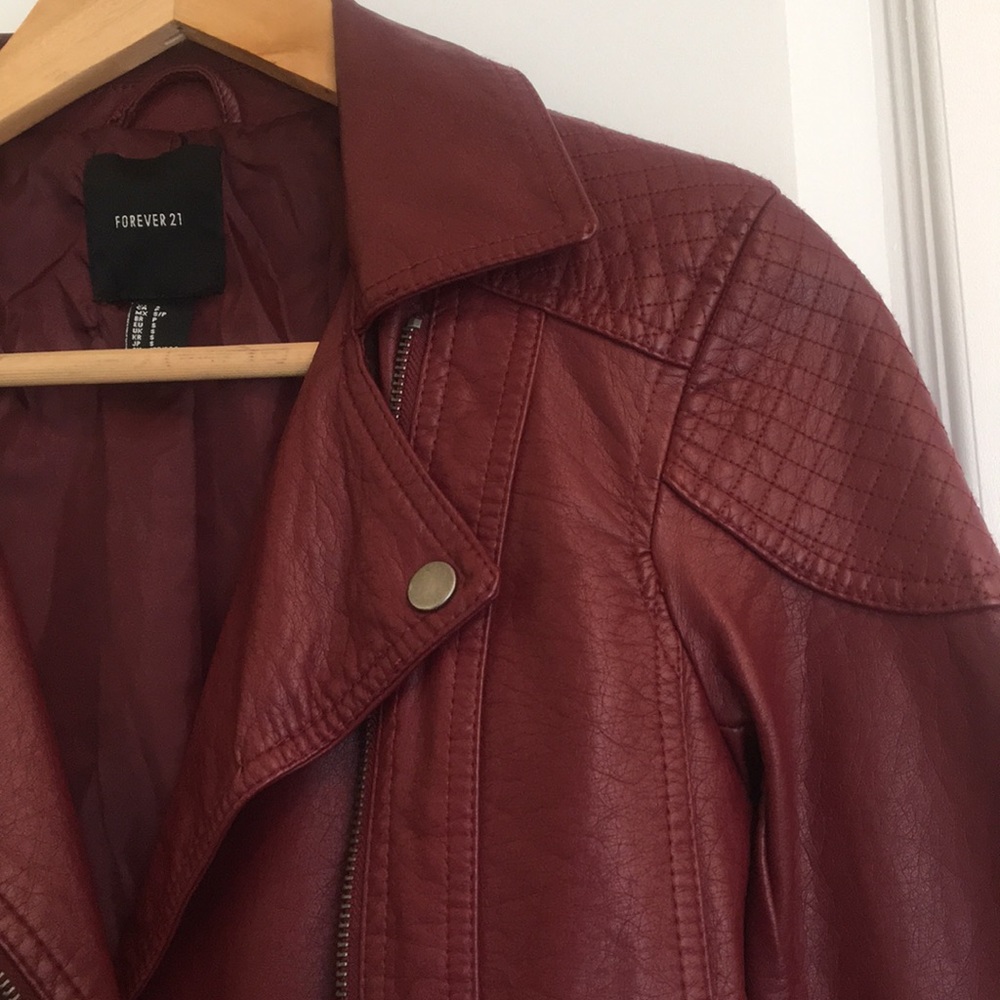 Forever21 Maroon Leather Jacket - image 4